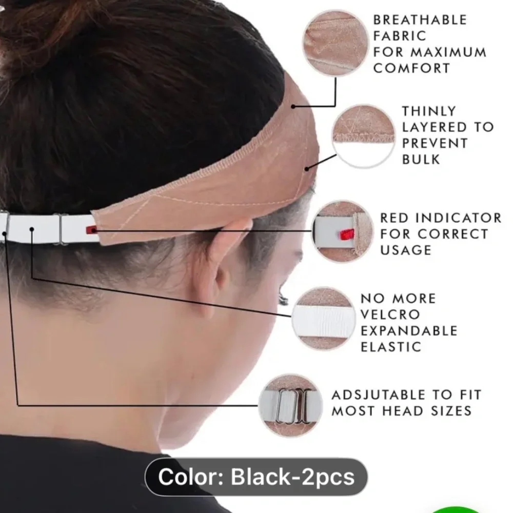 2pcs Headwear Wig Grip Headbands For Women- Adjustable For A Personalized Fit.